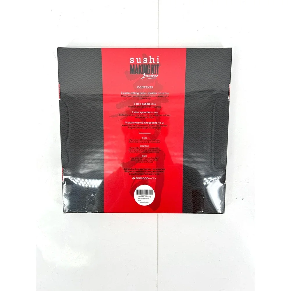 Bambooworx Deluxe Sushi Making Kit 2 Rolling Mats Paddle Spreader 5 Chopsticks‎